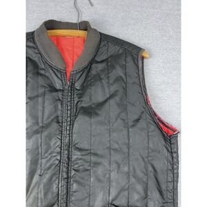 Vintage 1960's Sears Work n' Leisure Men's Quilted Vest black Ideal Zipper XL